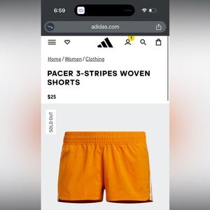 Adidas Orange Athletic Shorts with Elastic Waistband